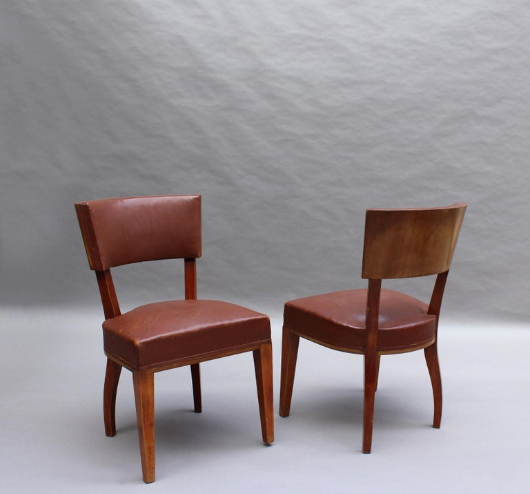 Set of 10 Fine French Art Deco Mahogany Dining Chairs In Good Condition For Sale In Long Island City, NY