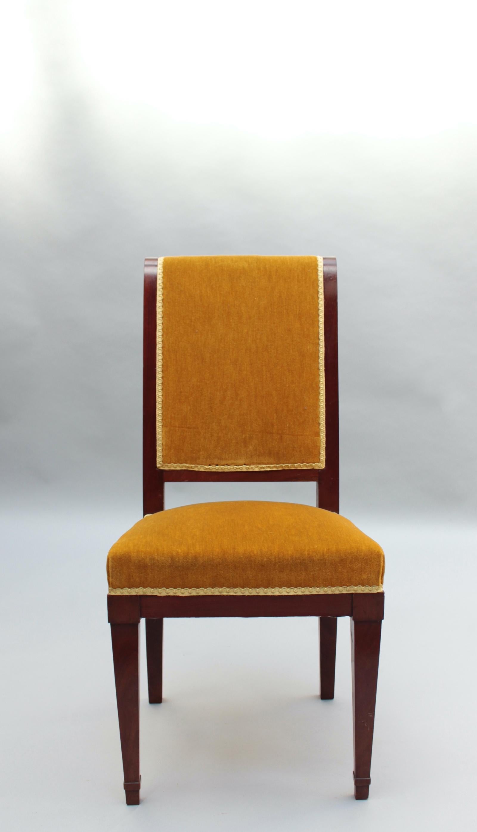 Set of 10 Fine French Art Deco Mahogany Dining Chairs For Sale at 1stDibs