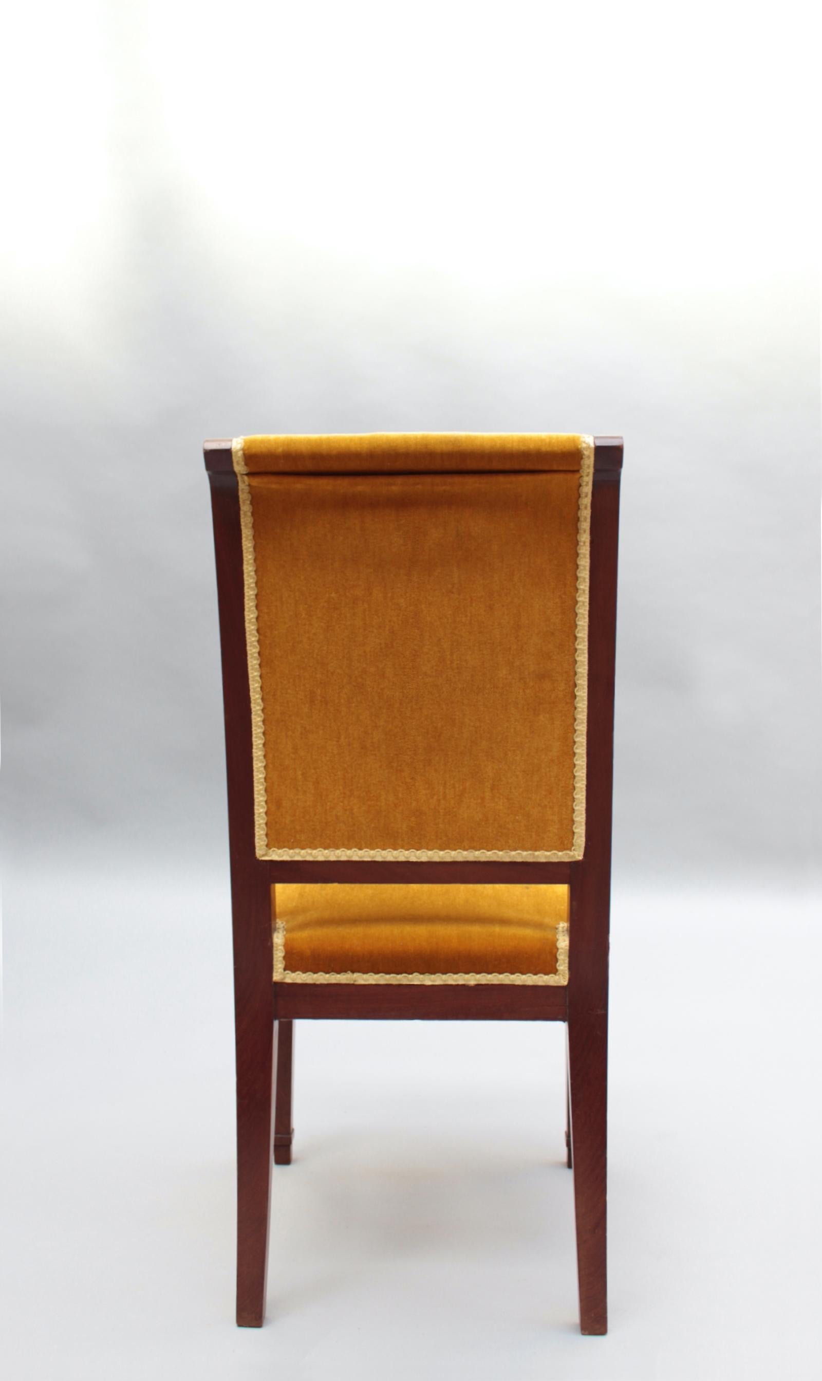 Set of 10 Fine French Art Deco Mahogany Dining Chairs  For Sale 3