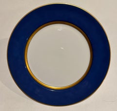 Set Of 10 Fitz and Floyd Renaissance Cerulean Blue Porcelain Service Plates