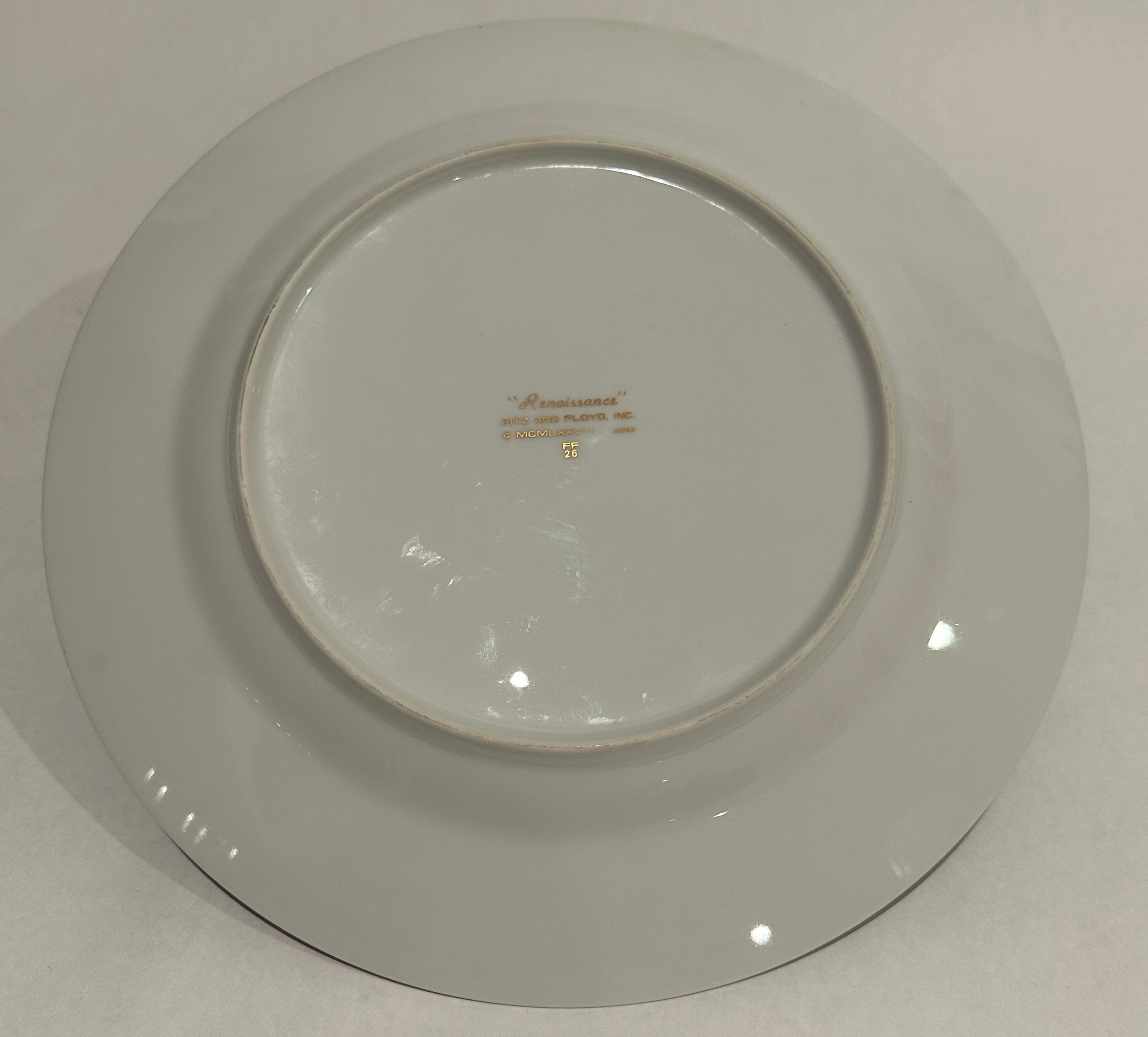 Juego De 10 Platos De Servicio De Porcelana Azul Cerúleo Renacimiento Fitz and Floyd Japonés en venta