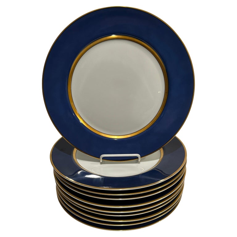 Satz von 10 Fitz and Floyd Renaissance Cerulean Blau Porzellan Service Teller im Angebot bei 1stDibs Deutschland