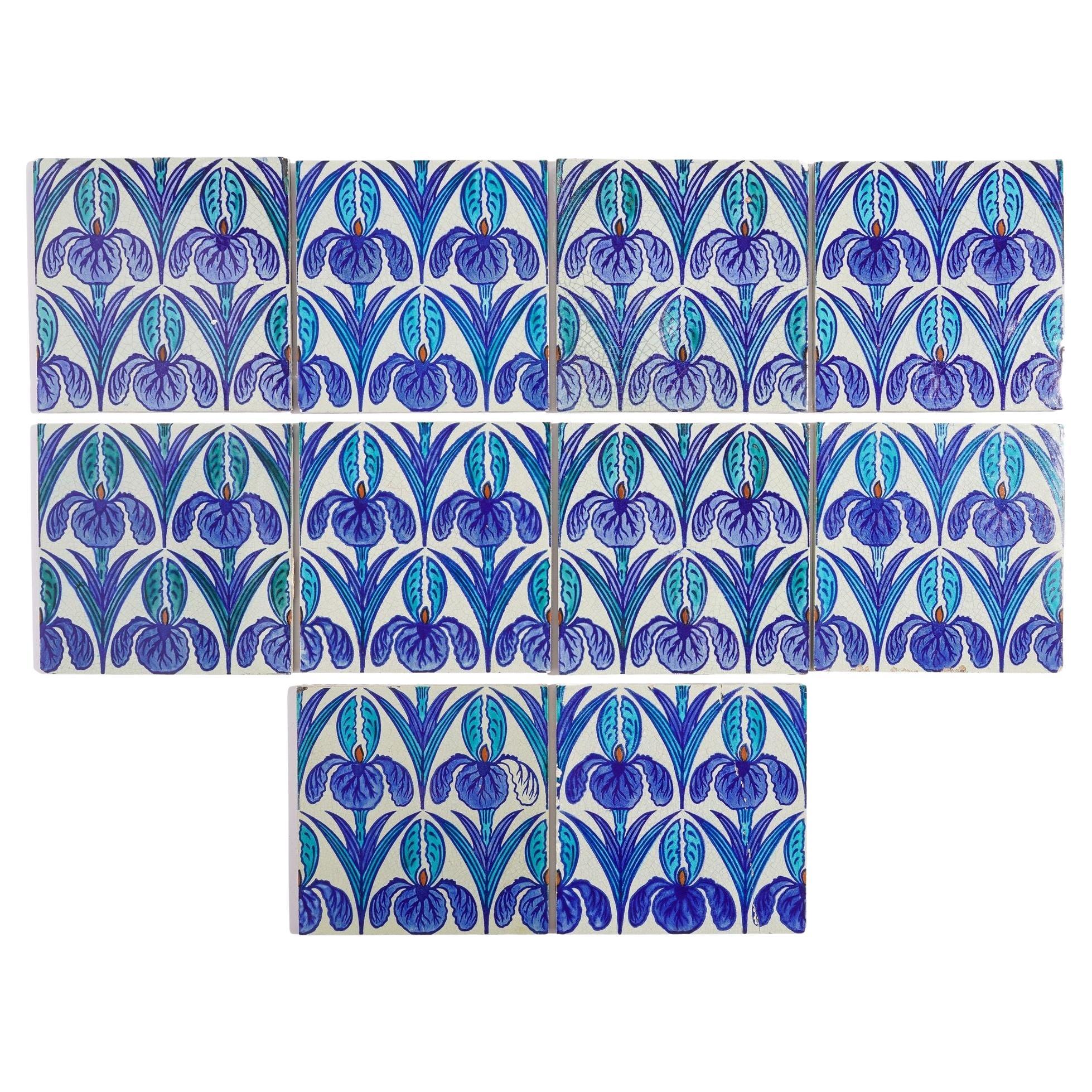 Set di 10 piastrelle in stile Art Nouveau "Floreat Salopia" di Maw & Co, 1880-1910 in vendita