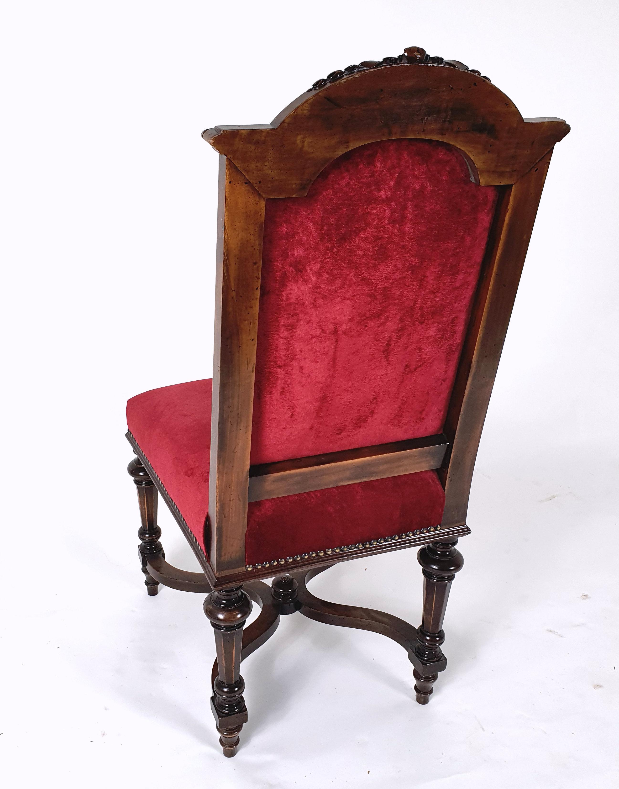 Set of 10 French 19th Century Carved Walnut Dining Chairs 2