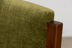 Set of 10 French Art Deco Dining Chairs, Walnut & Velvet, 1930s