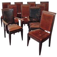 Lot de 10 chaises Art Déco françaises en acajou par Gaston Poisson '8 Side et 2 Arm'