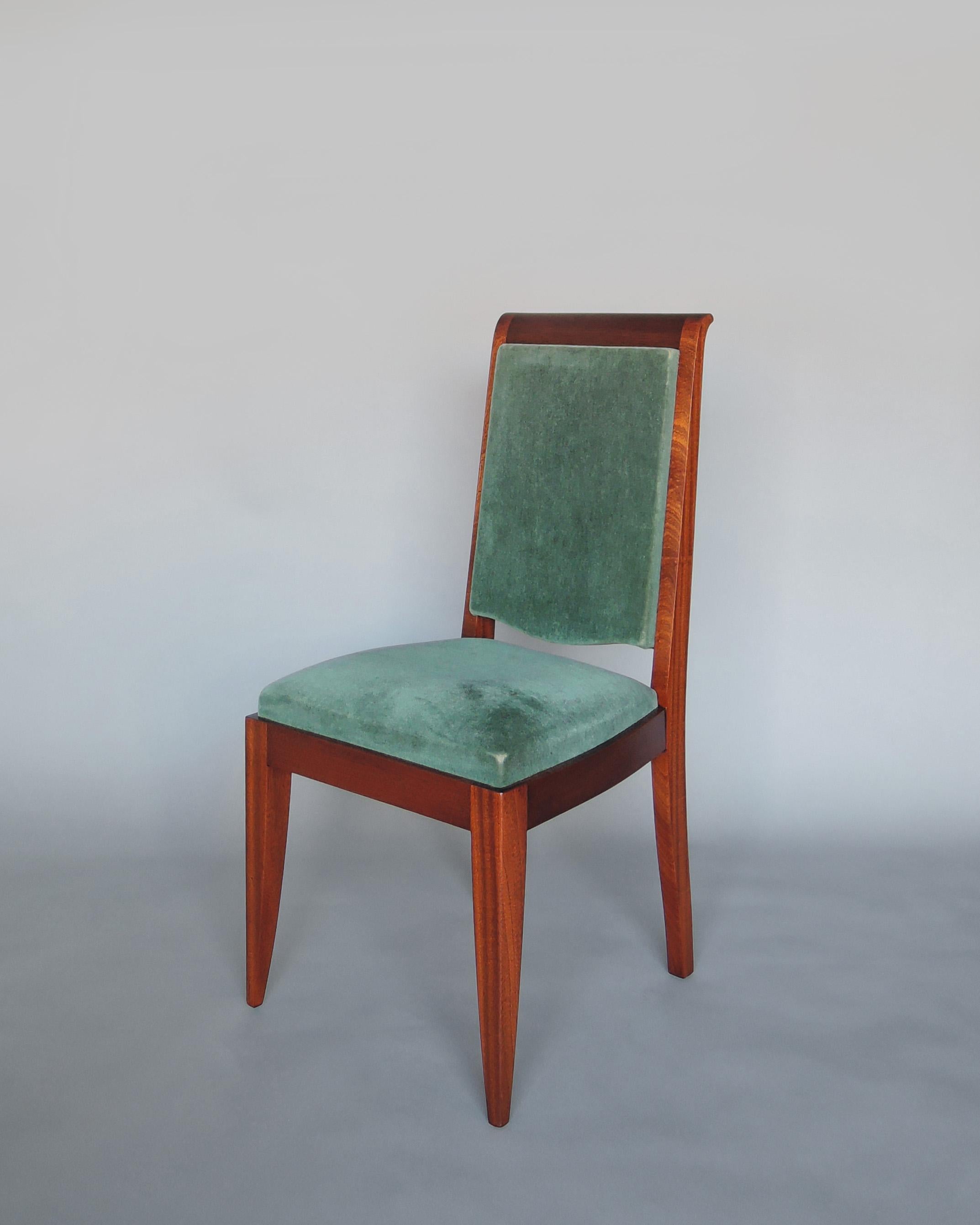Satz von 10 französischen Art Deco Mahagoni Stühlen von Gaston Poisson im Angebot 4