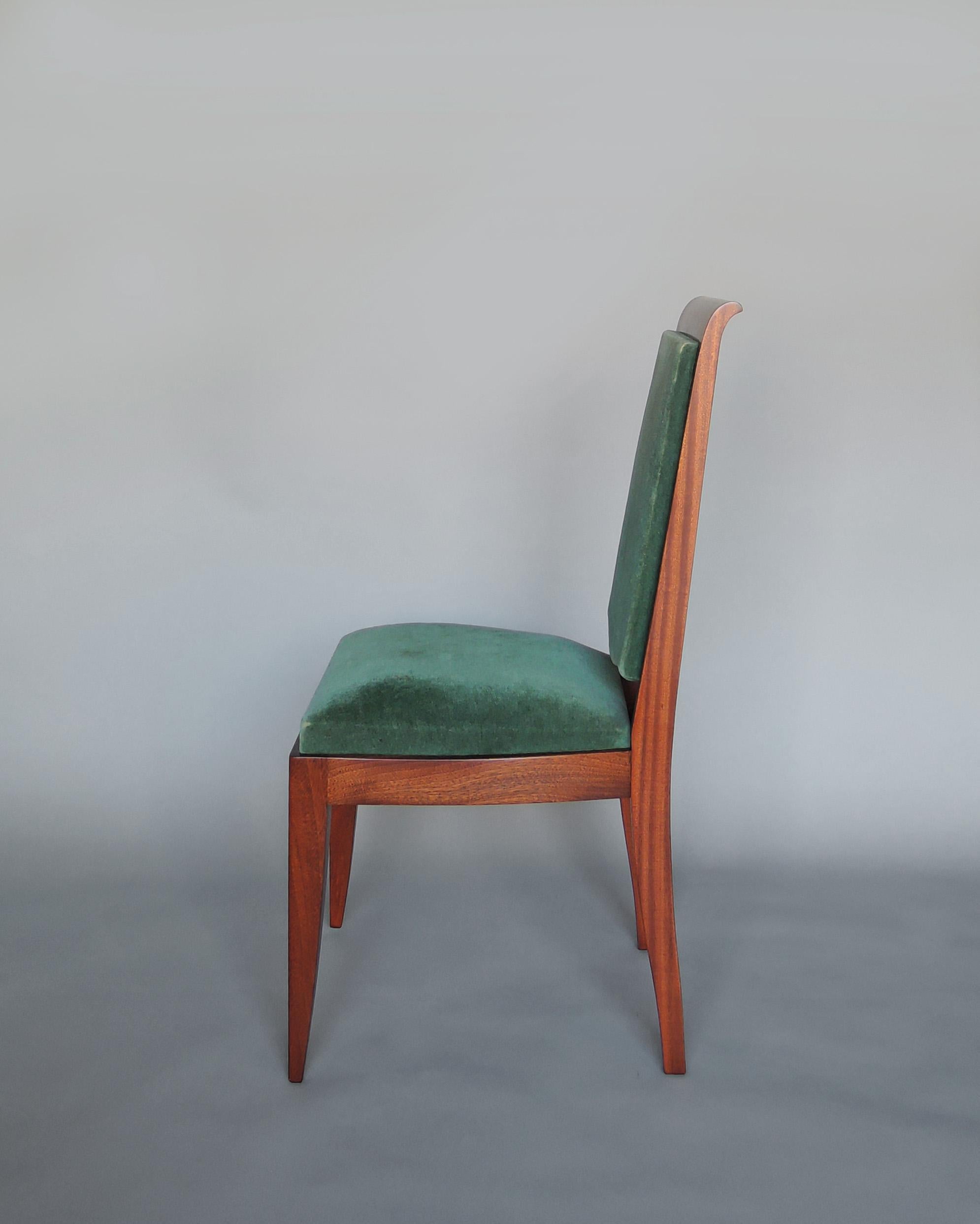 Satz von 10 französischen Art Deco Mahagoni Stühlen von Gaston Poisson im Angebot 3