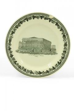 Set of 10 French Black and White Creamware Plates of French Landmarks
