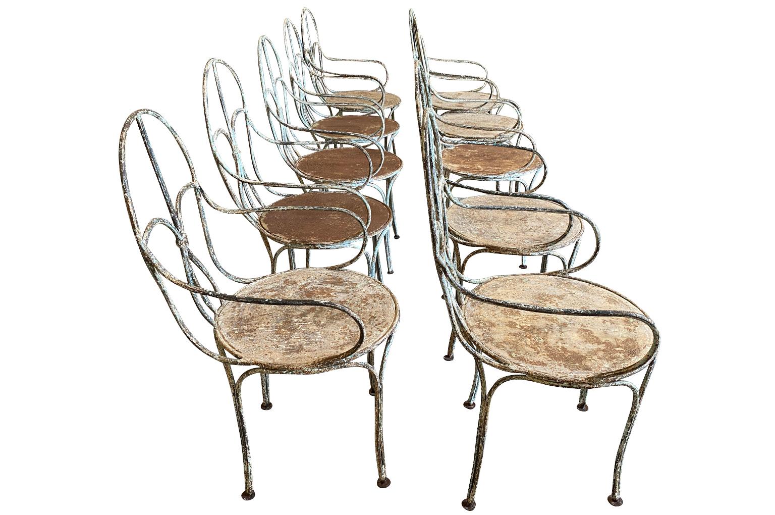 Set of 10 French Garden Dining Chairs In Good Condition In Atlanta, GA