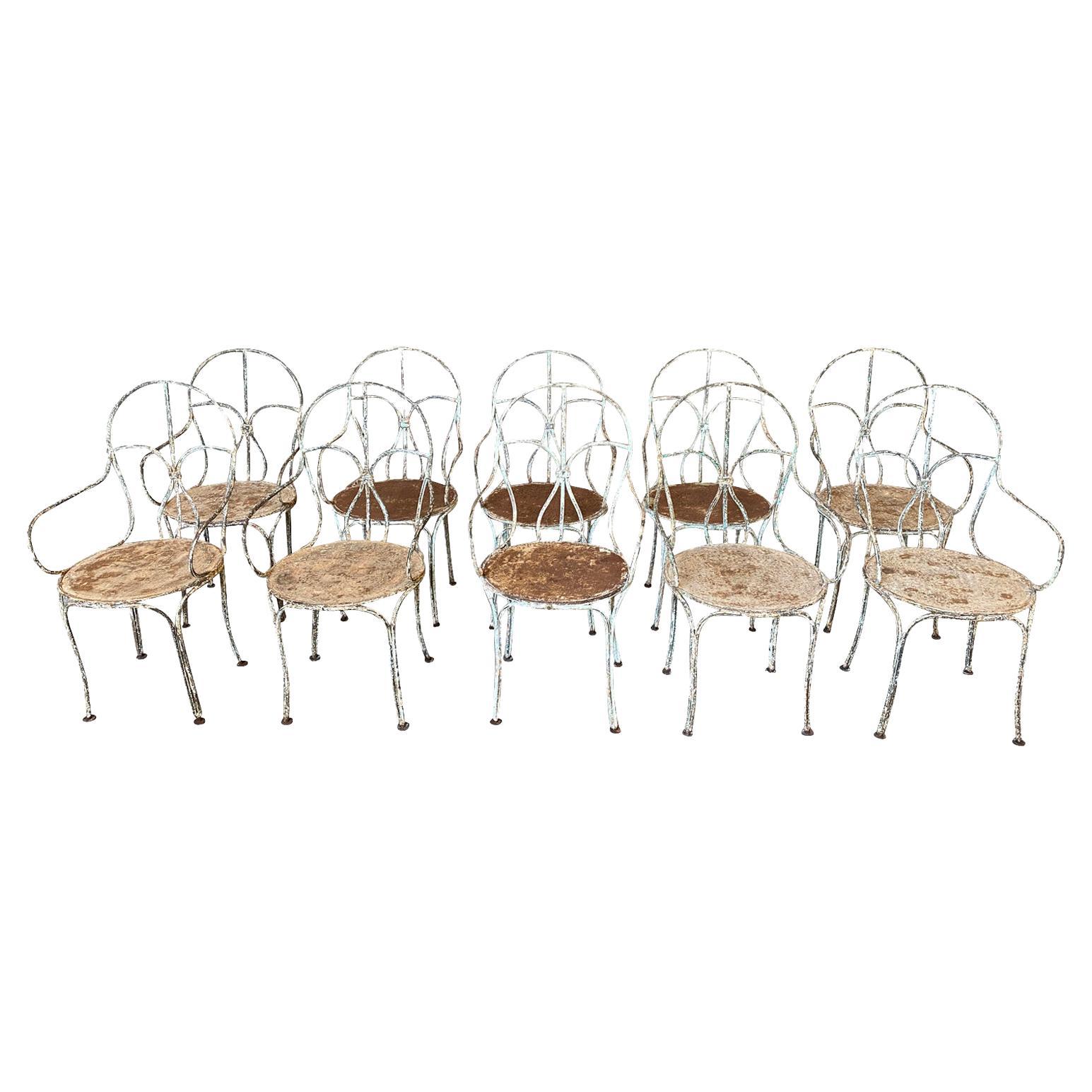 Set of 10 French Garden Dining Chairs