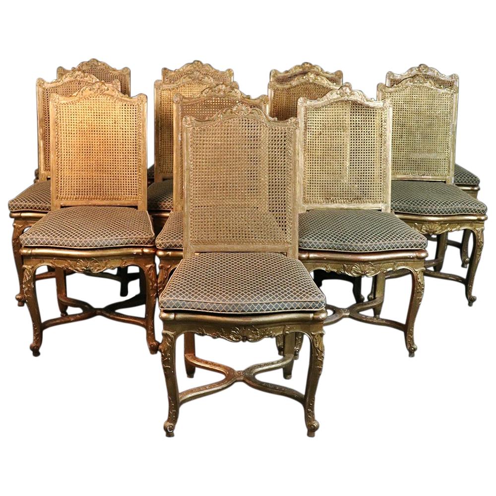 A Set of Ten French Louis XIV Style Gilded Dining Chairs at 1stdibs