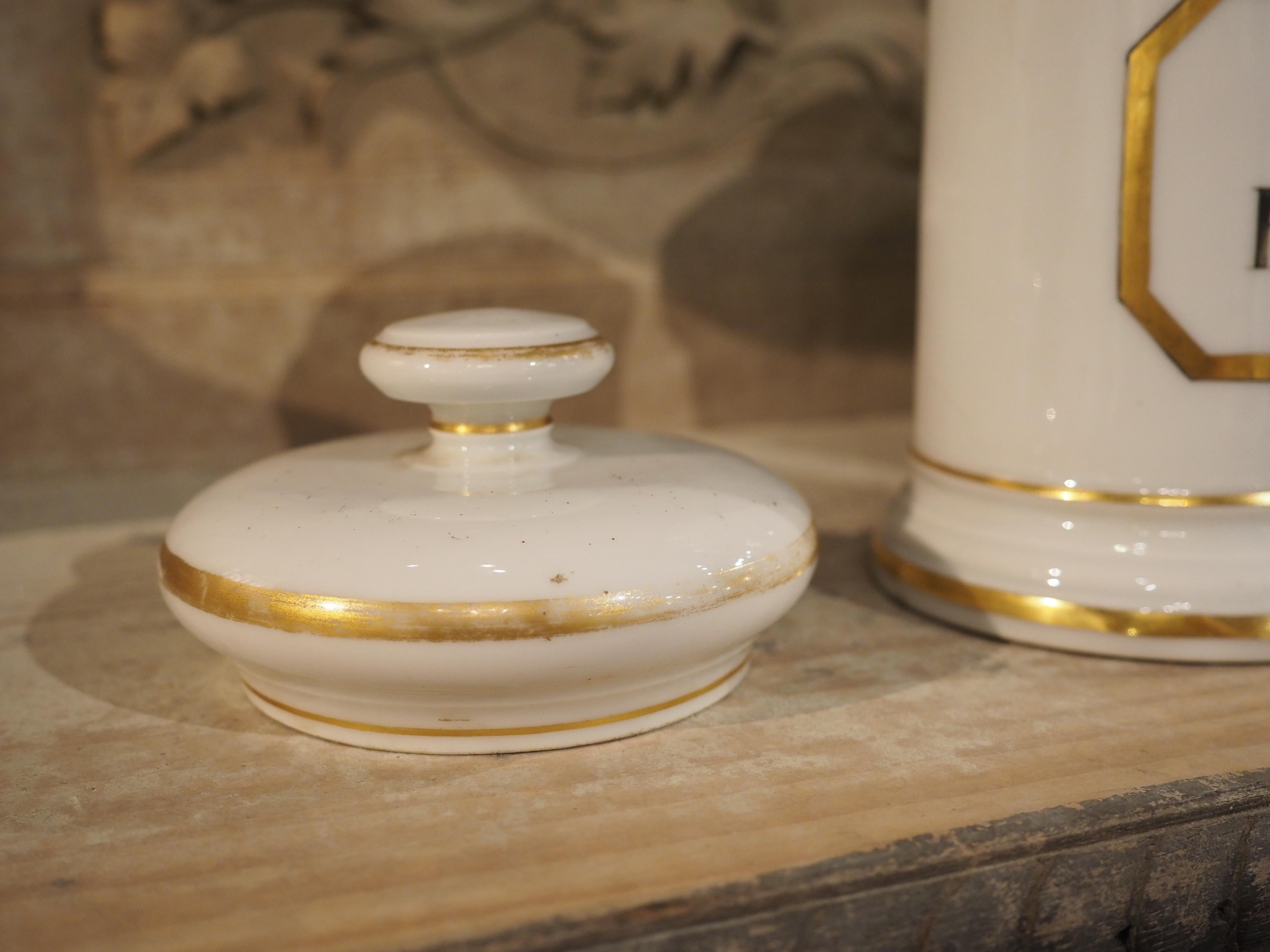 Ensemble de 10 pots d'apothicaire en porcelaine peinte à la main, années 1900 en vente 7