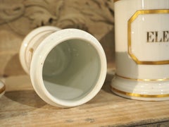 Set of 10 French Hand Painted Porcelain Apothecary Jars, 1900s