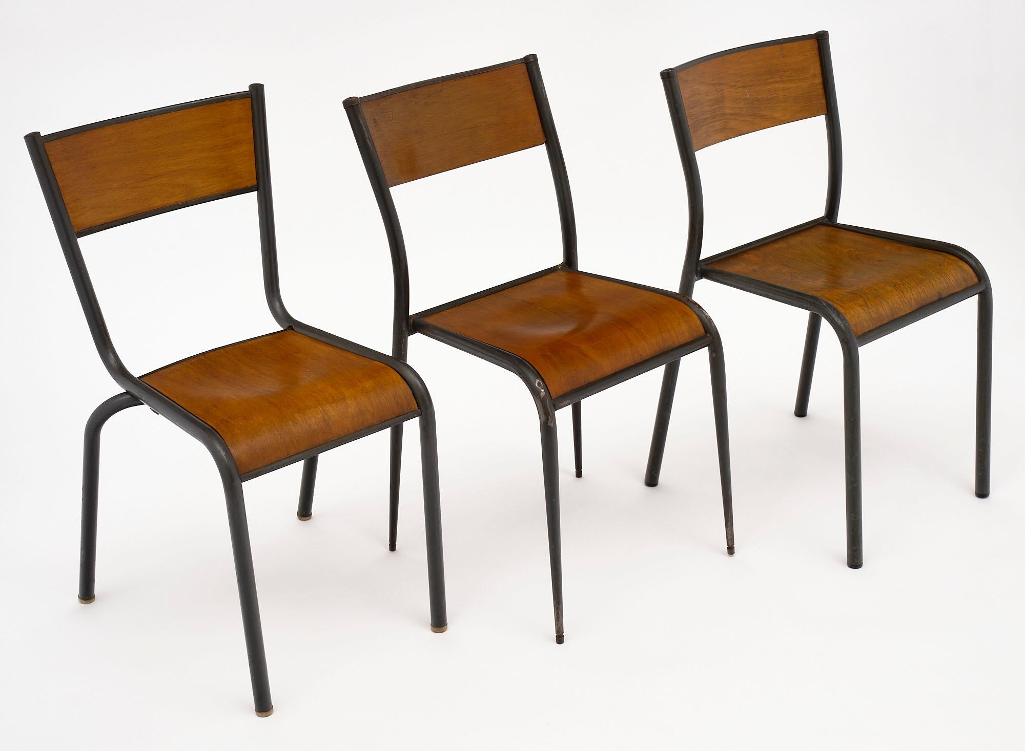 Steel Set of 10 French Industrial Chairs For Sale