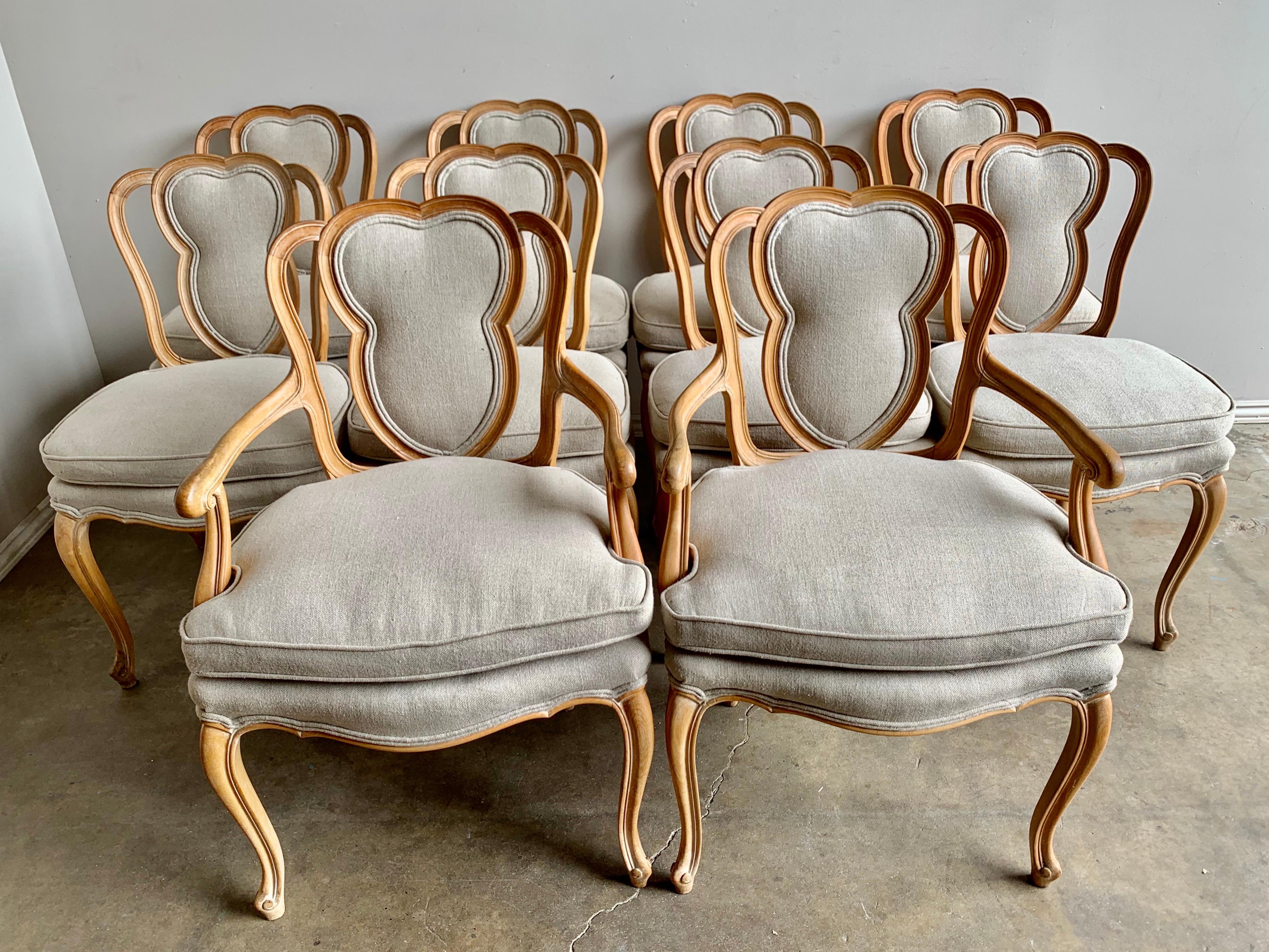 Set of 10 French Louis XV Style Dining Chairs 5