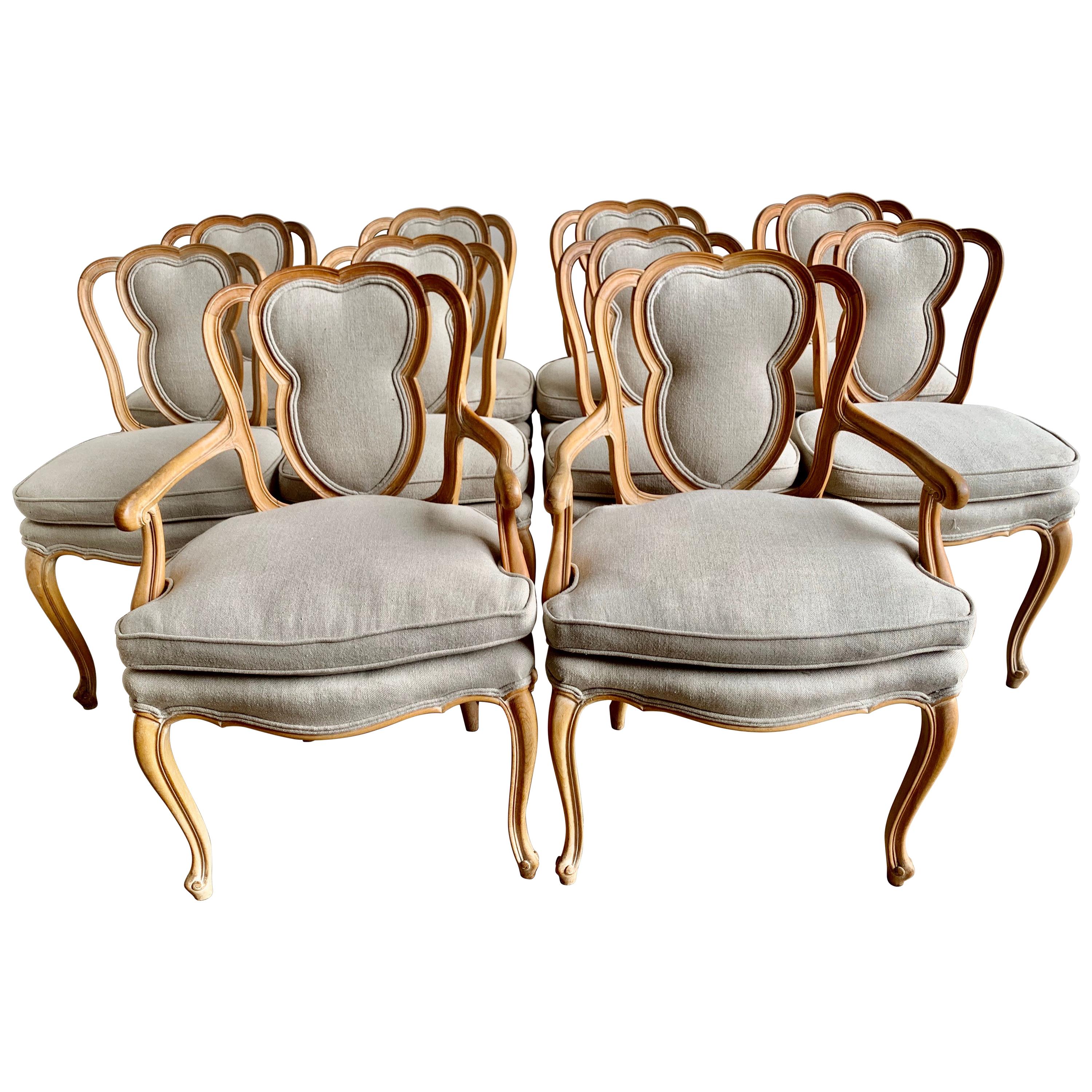 Set of 10 French Louis XV Style Dining Chairs