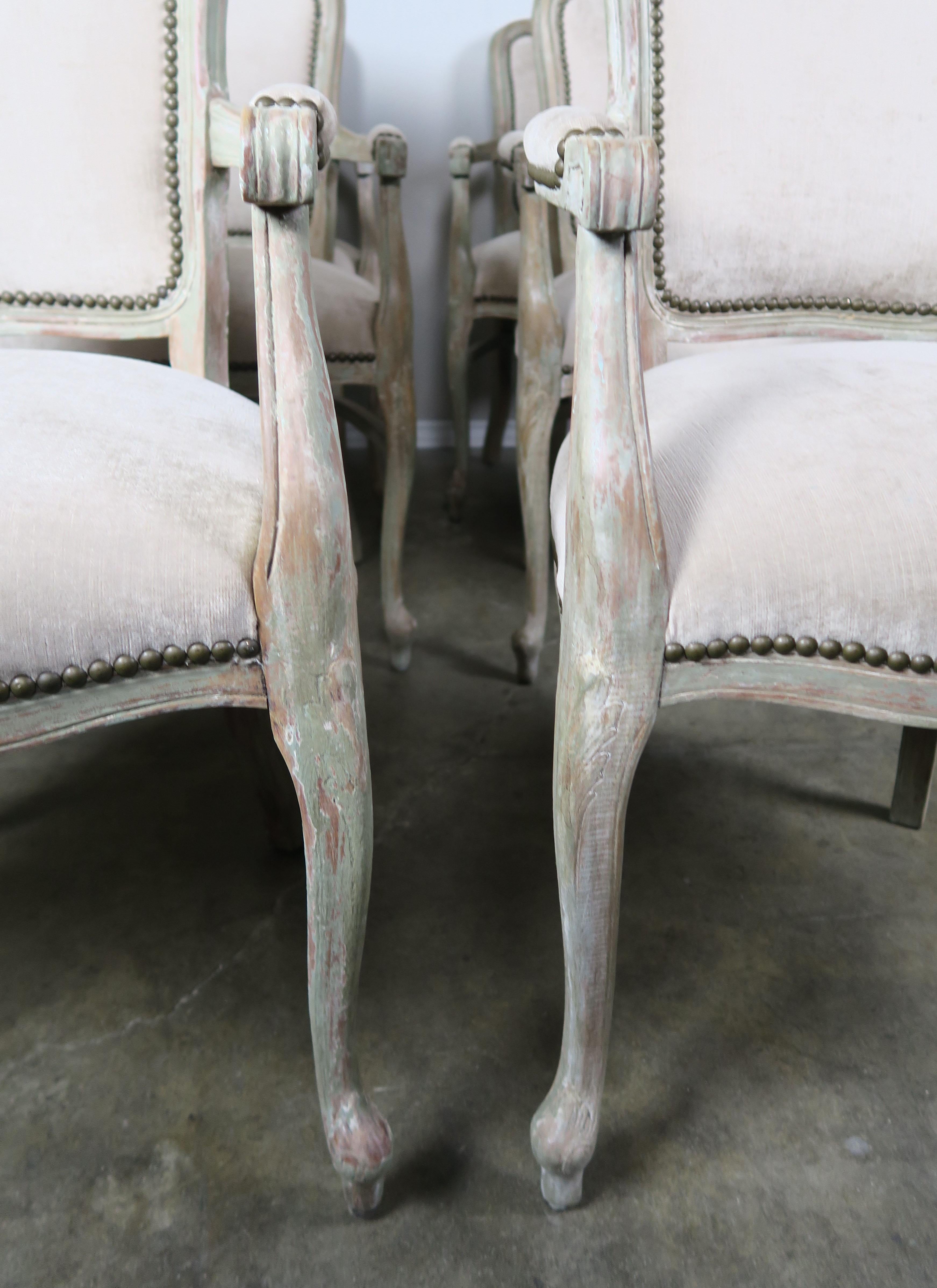Mid-20th Century Set of 10 French Louis XV Style Velvet Armchairs
