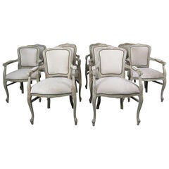 Set of 10 French Louis XV Style Velvet Armchairs
