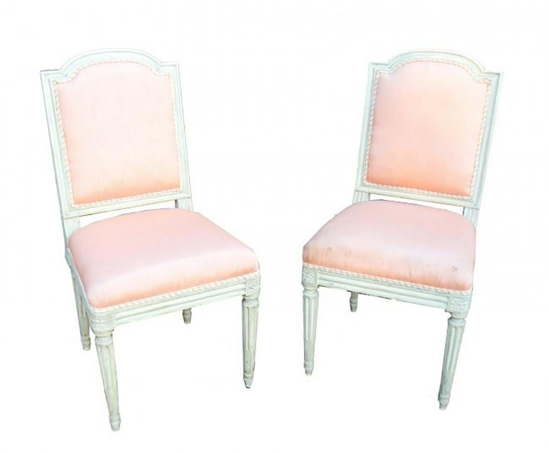 Set of 10 French Louis XVI Style Carved and Painted Side Chairs In Good Condition In Dallas, TX