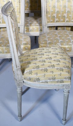 Set of 10 French Louis XVI Style Dining Chairs
