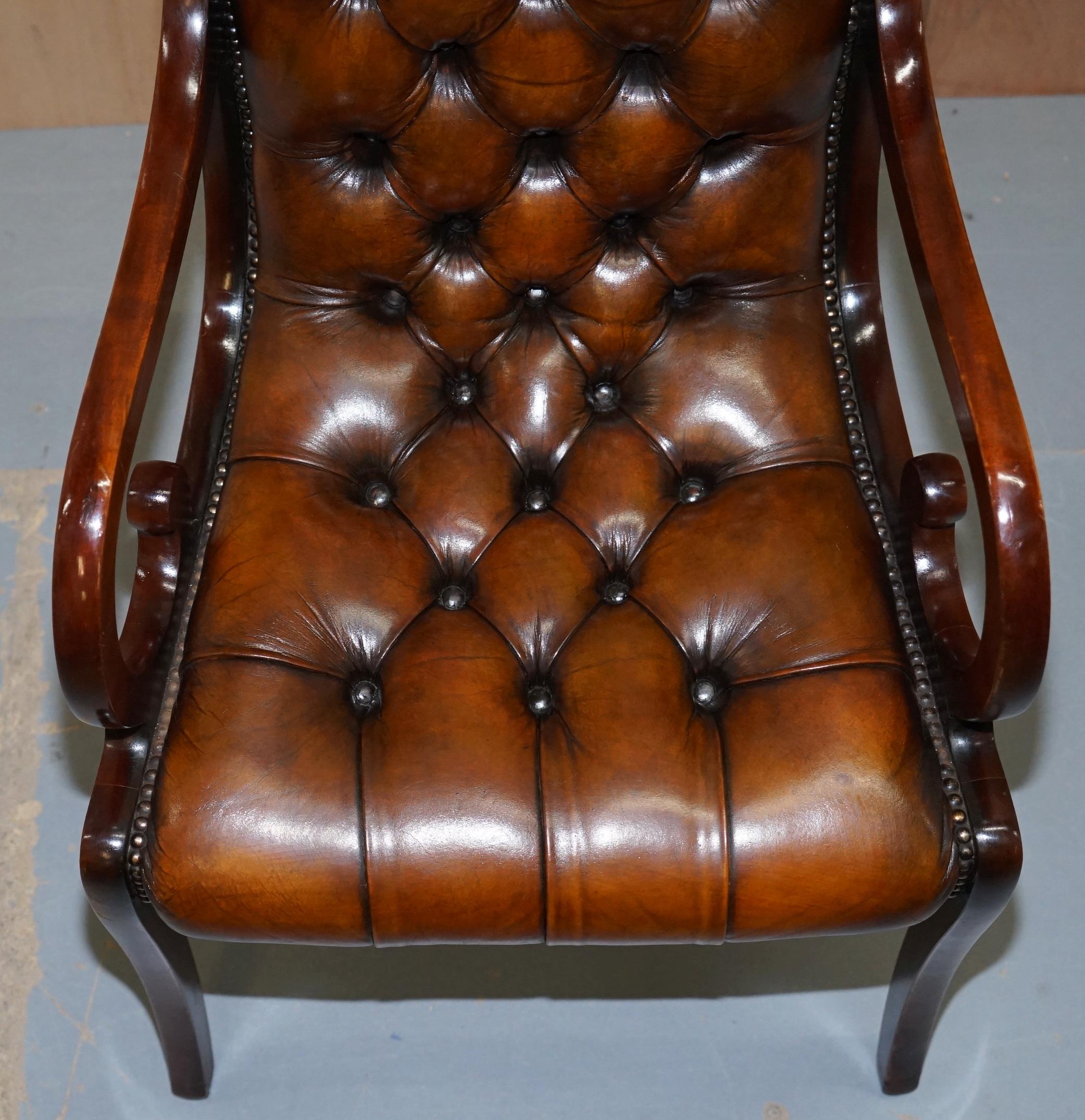 Set of 10 Fully Restored Chesterfield Dining Chairs Whisky Brown Leather Ten Set 6