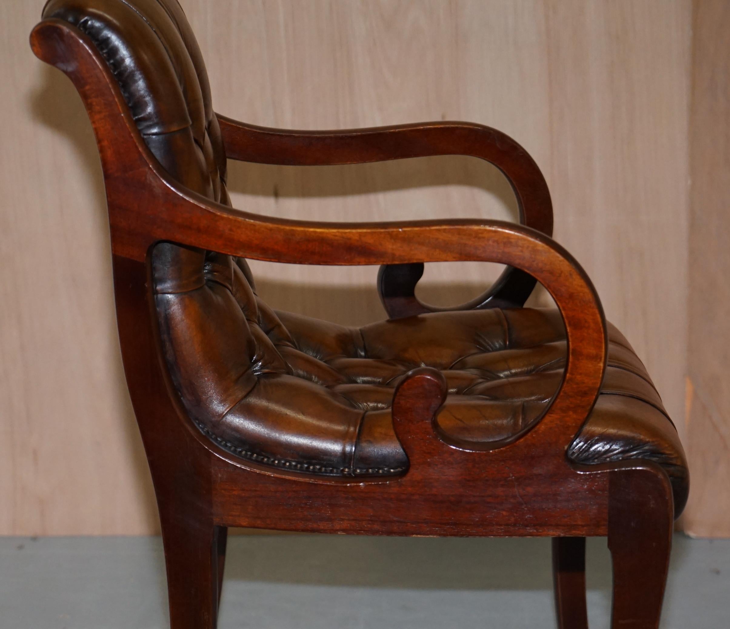 Set of 10 Fully Restored Chesterfield Dining Chairs Whisky Brown Leather Ten Set 10