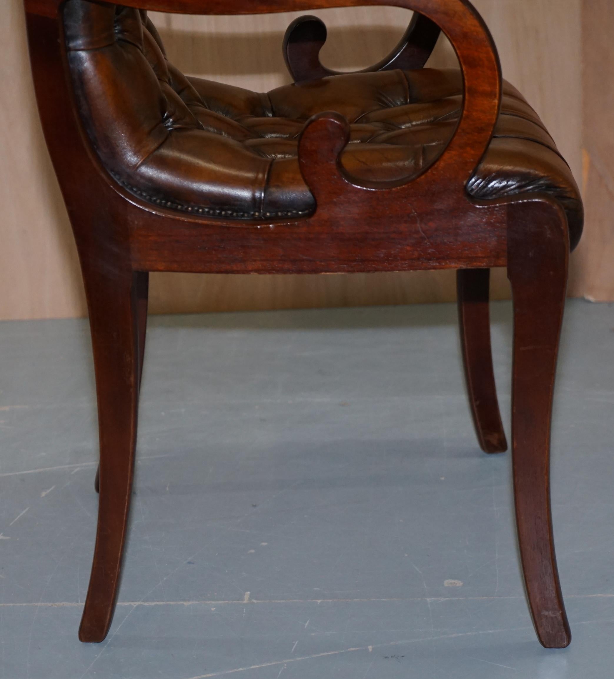 Set of 10 Fully Restored Chesterfield Dining Chairs Whisky Brown Leather Ten Set 11