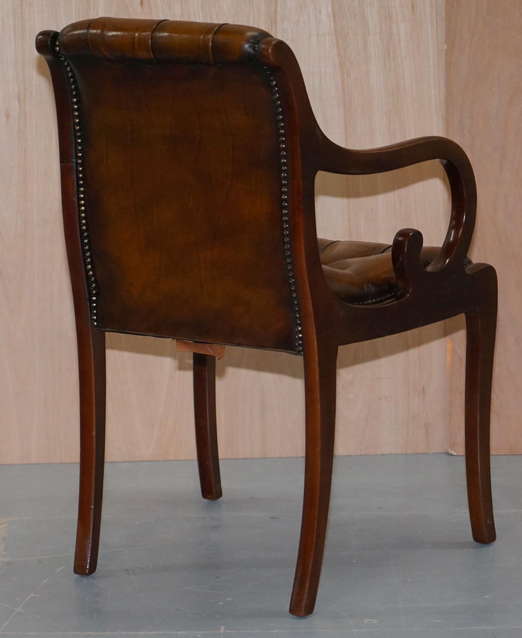 Set of 10 Fully Restored Chesterfield Dining Chairs Whisky Brown Leather Ten Set 12