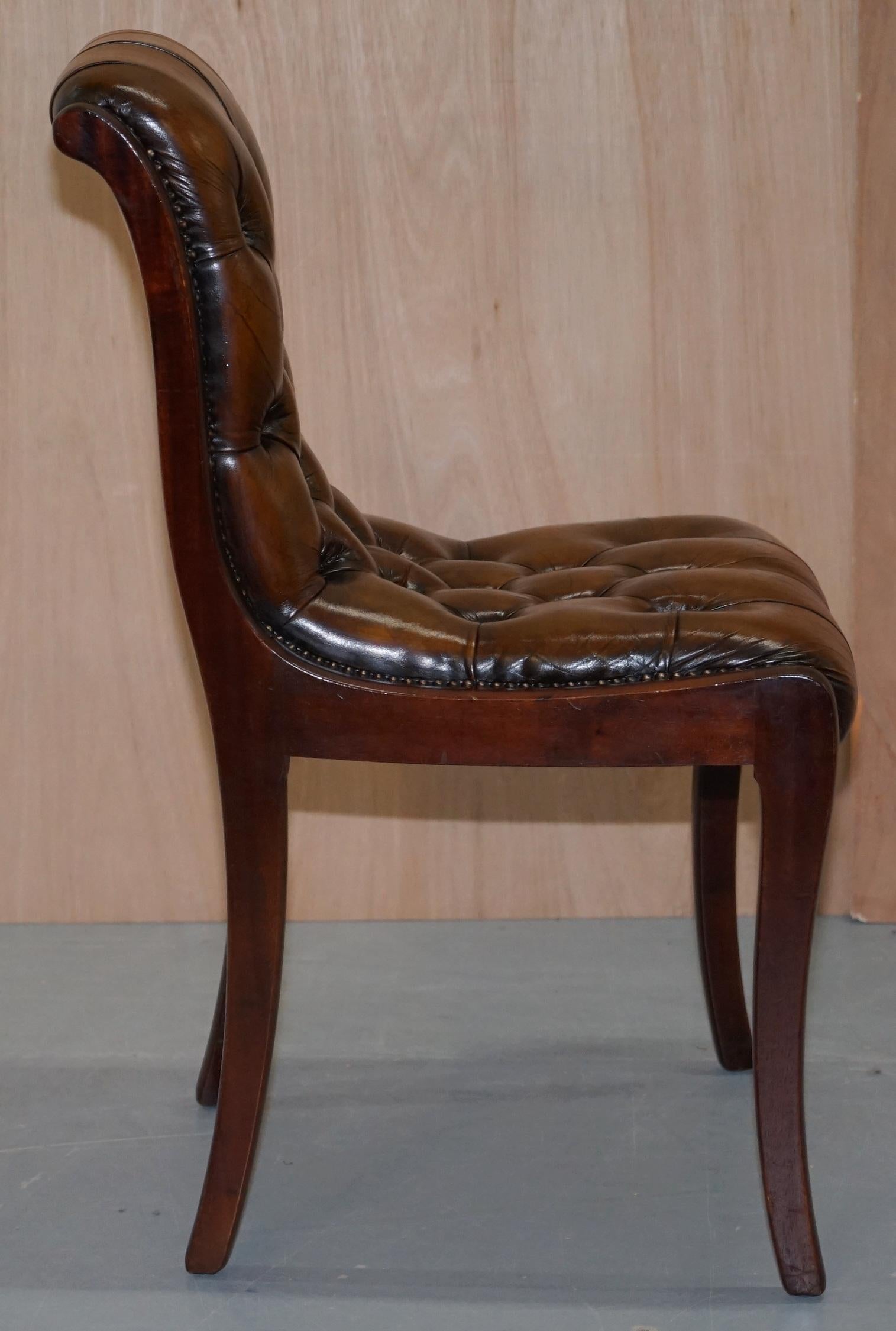 Set of 10 Fully Restored Chesterfield Dining Chairs Whisky Brown Leather Ten Set 1