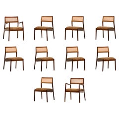 Lot de 10 chaises de salle à manger Playboy de Jens Risom, entièrement restaurées, datant du milieu du siècle dernier.