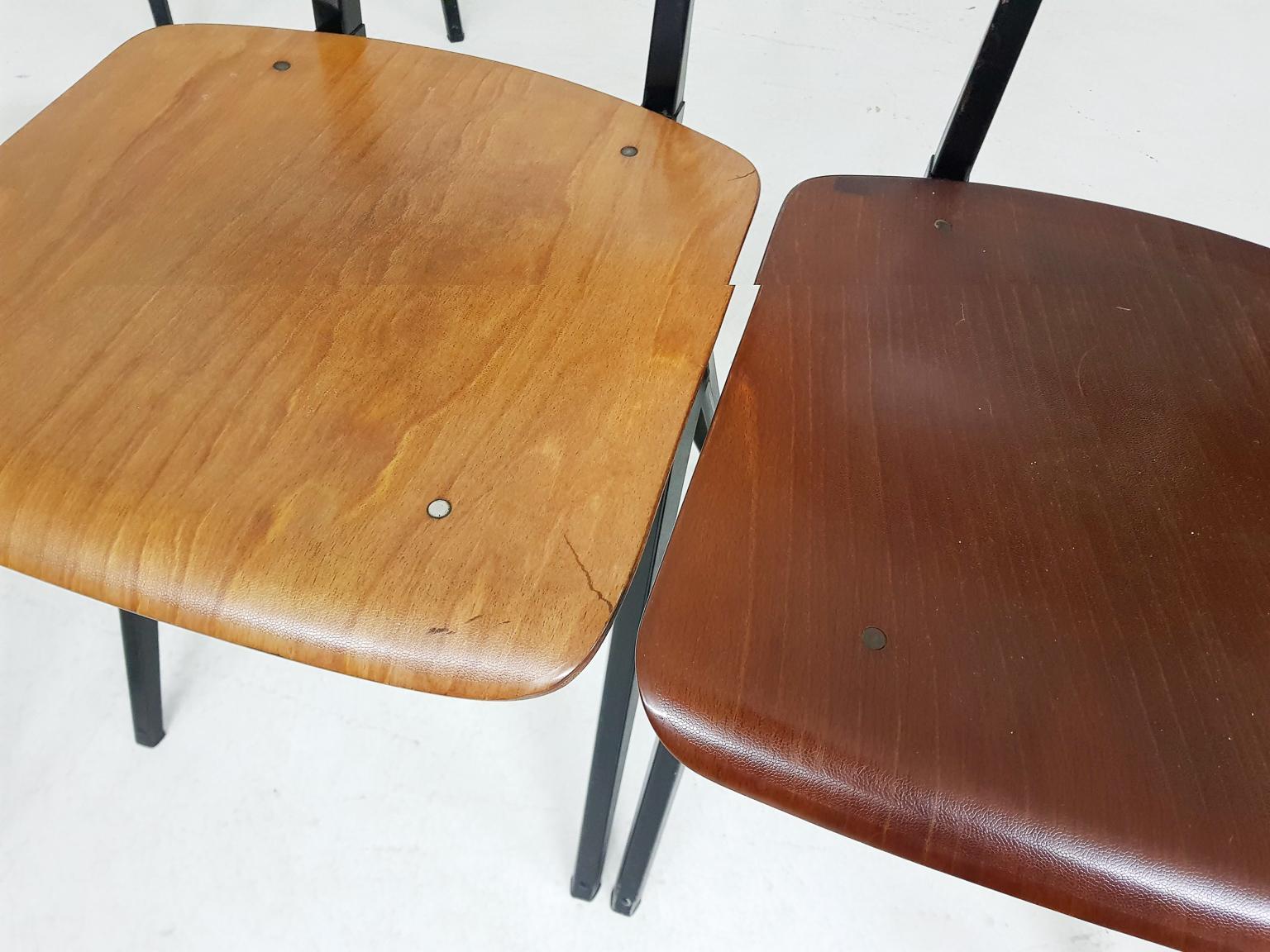 Set of 10 Galavanitas S16 Industrial Plywood School Chairs, Dutch Design, 1960s 3