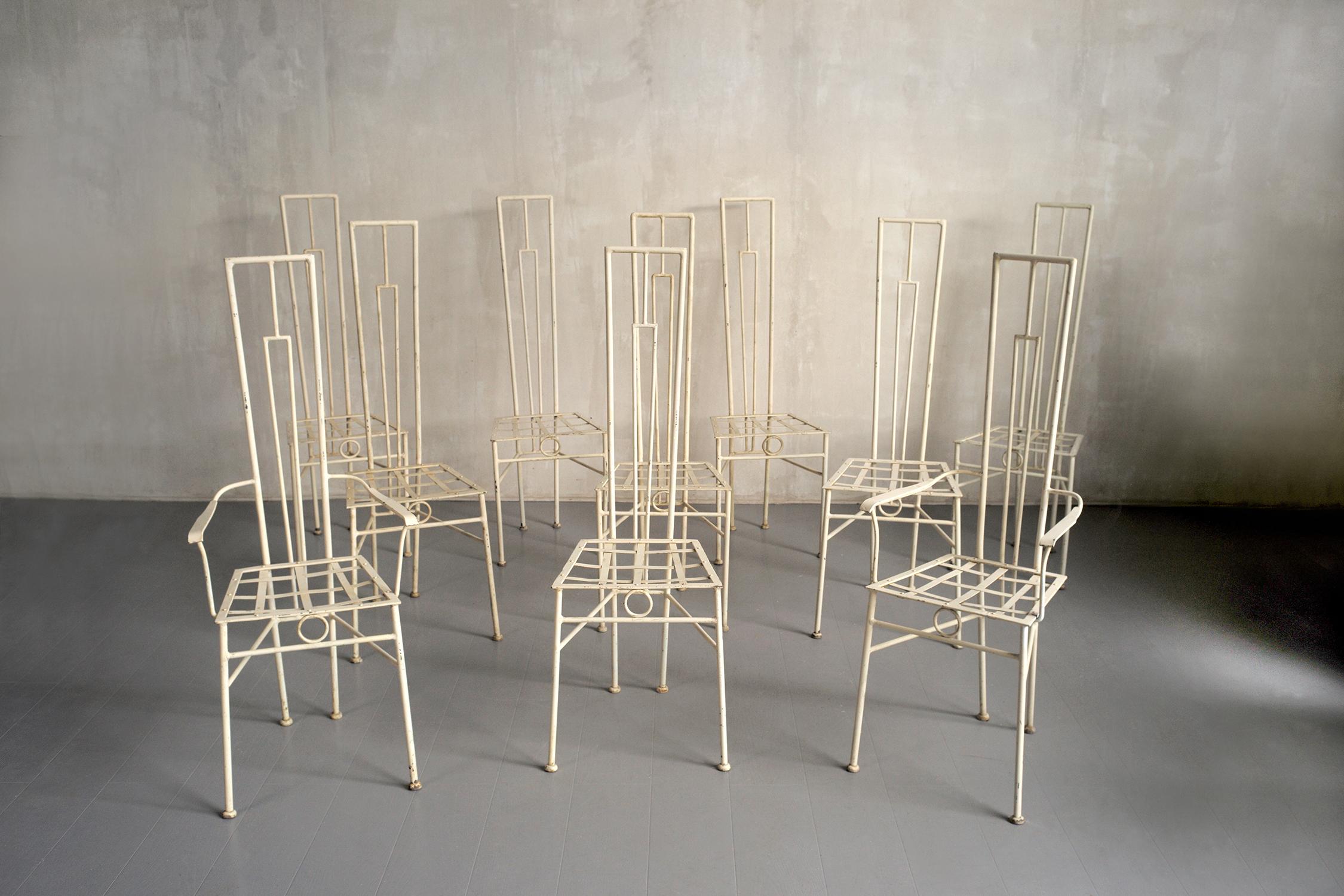Set of 10 Garden Chairs, France, 1950 For Sale 4
