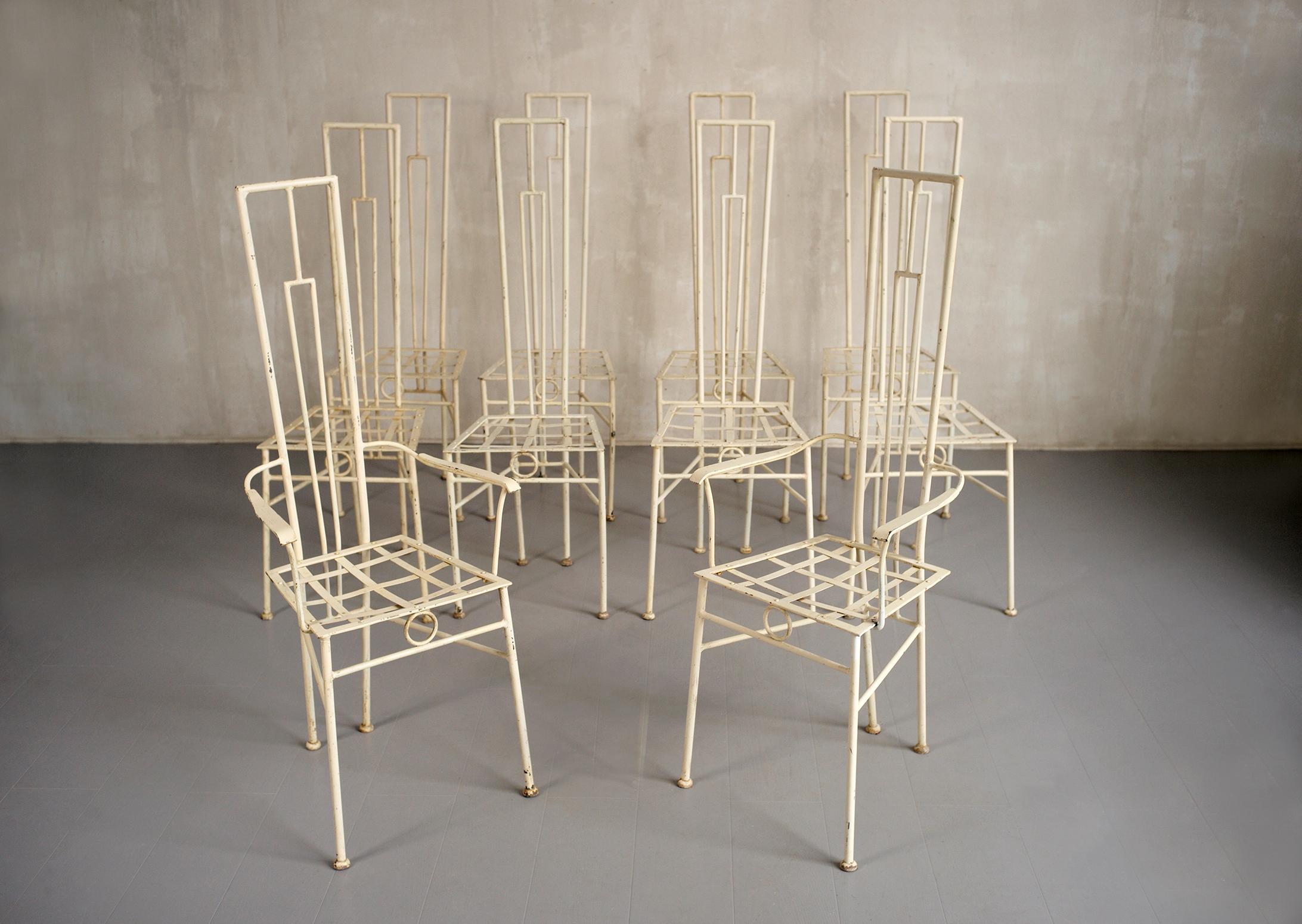 Set of 10 Garden Chairs, France, 1950 For Sale 5
