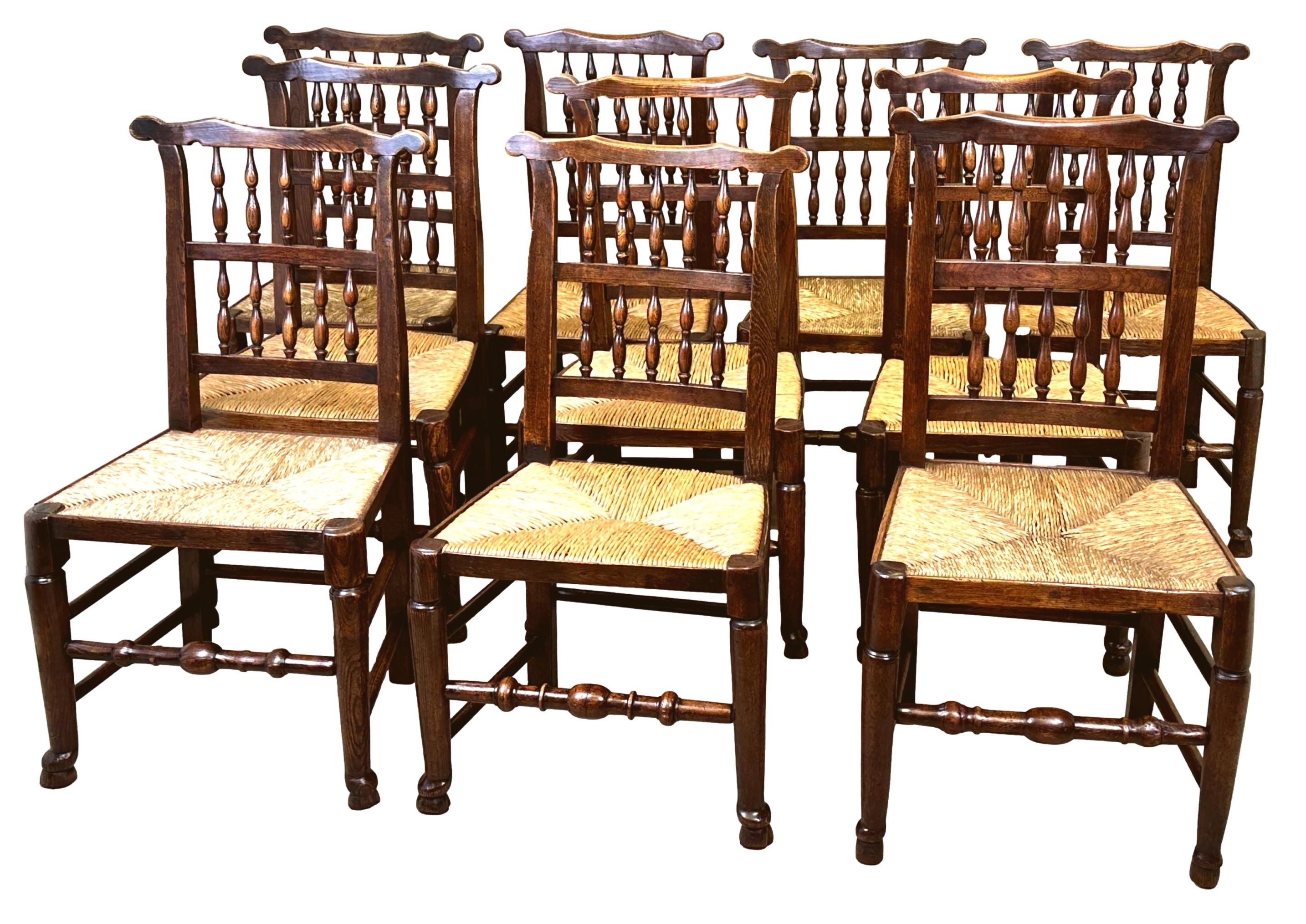 Set Of 10 Georgian Farmhouse Kitchen Dining Chairs For Sale 3