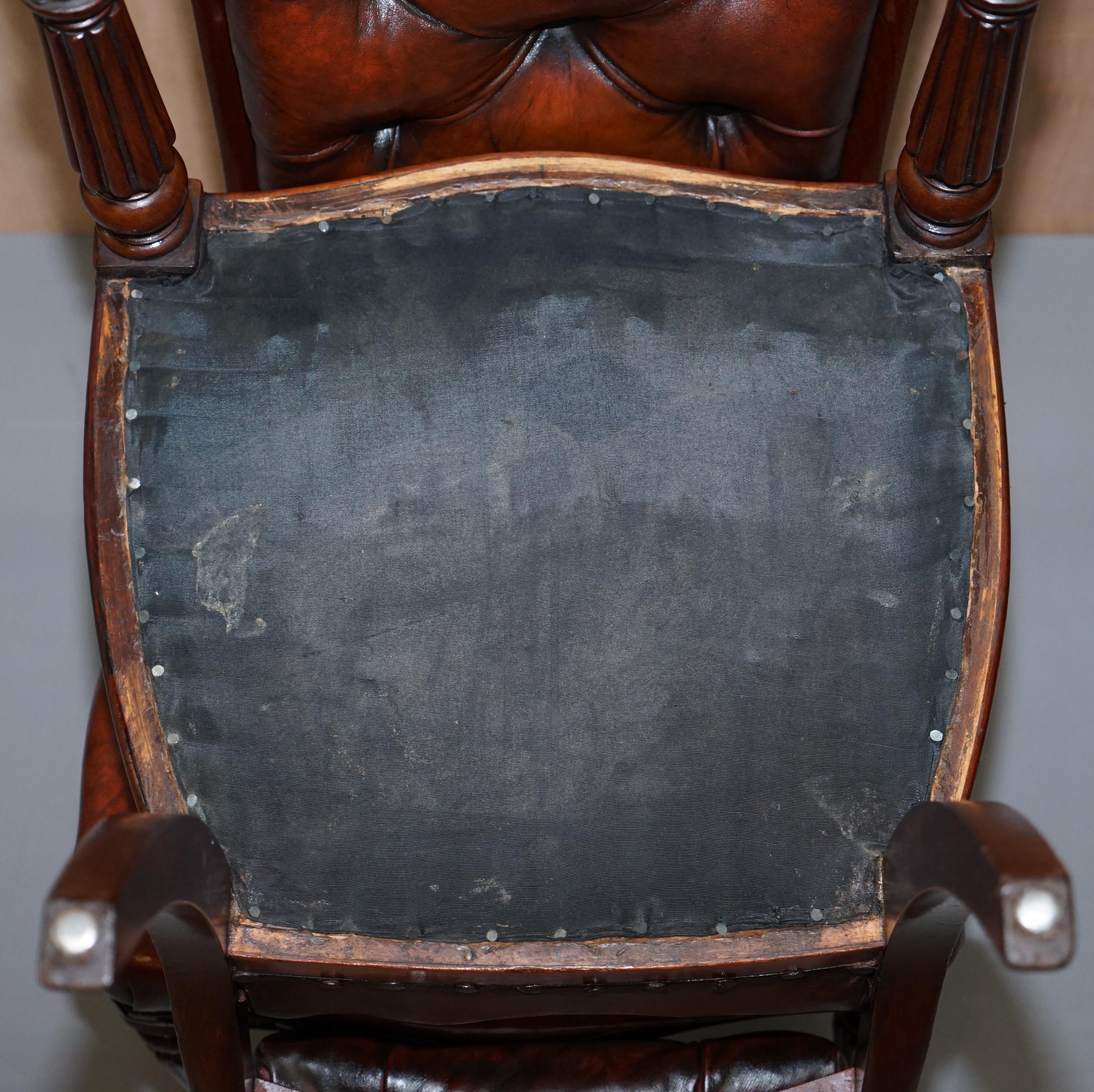 Set of 10 Gillows of Lancaster Regency Dining Chairs Brown Chesterfield Leather 7