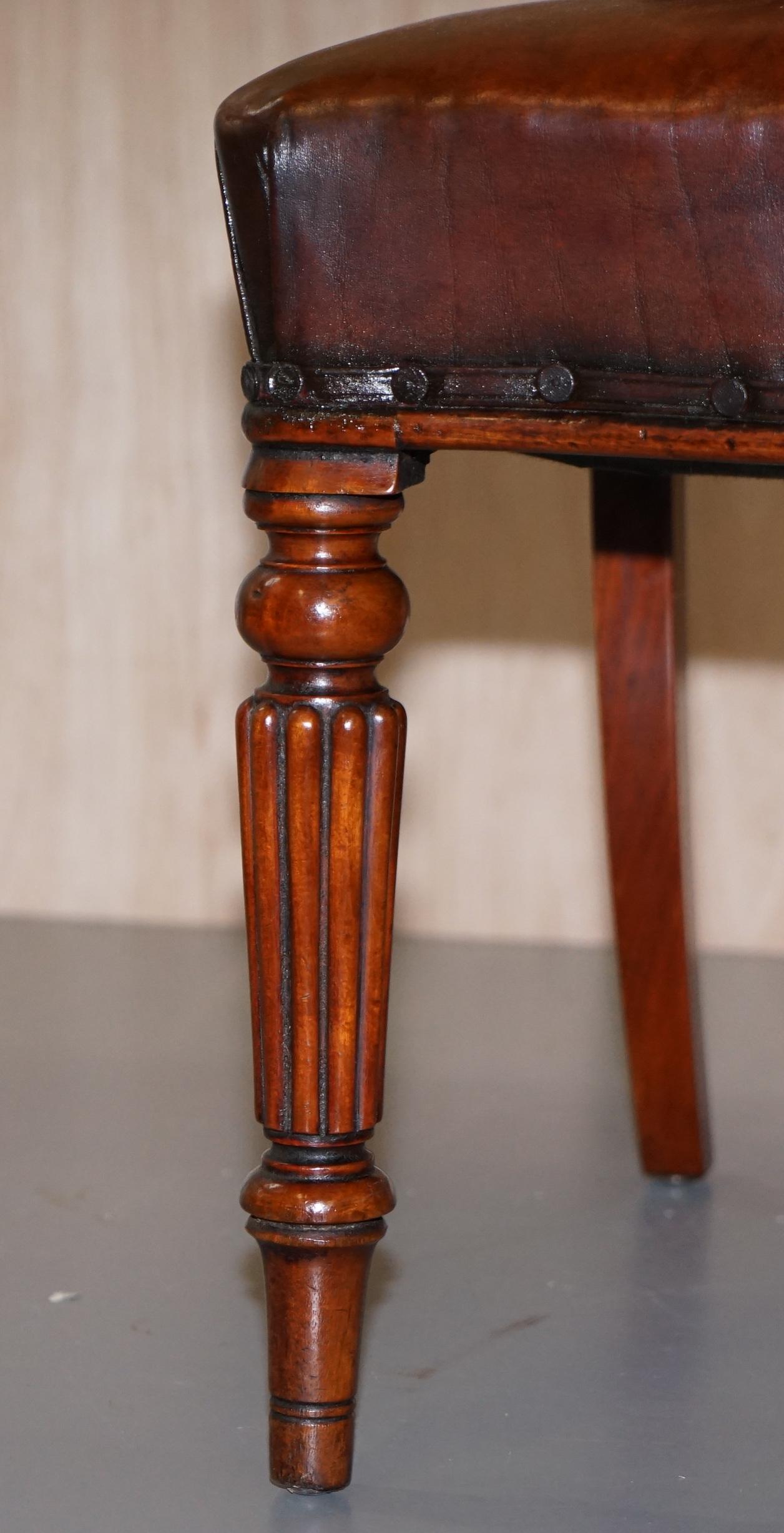 Hand-Crafted Set of 10 Gillows of Lancaster Regency Dining Chairs Brown Chesterfield Leather
