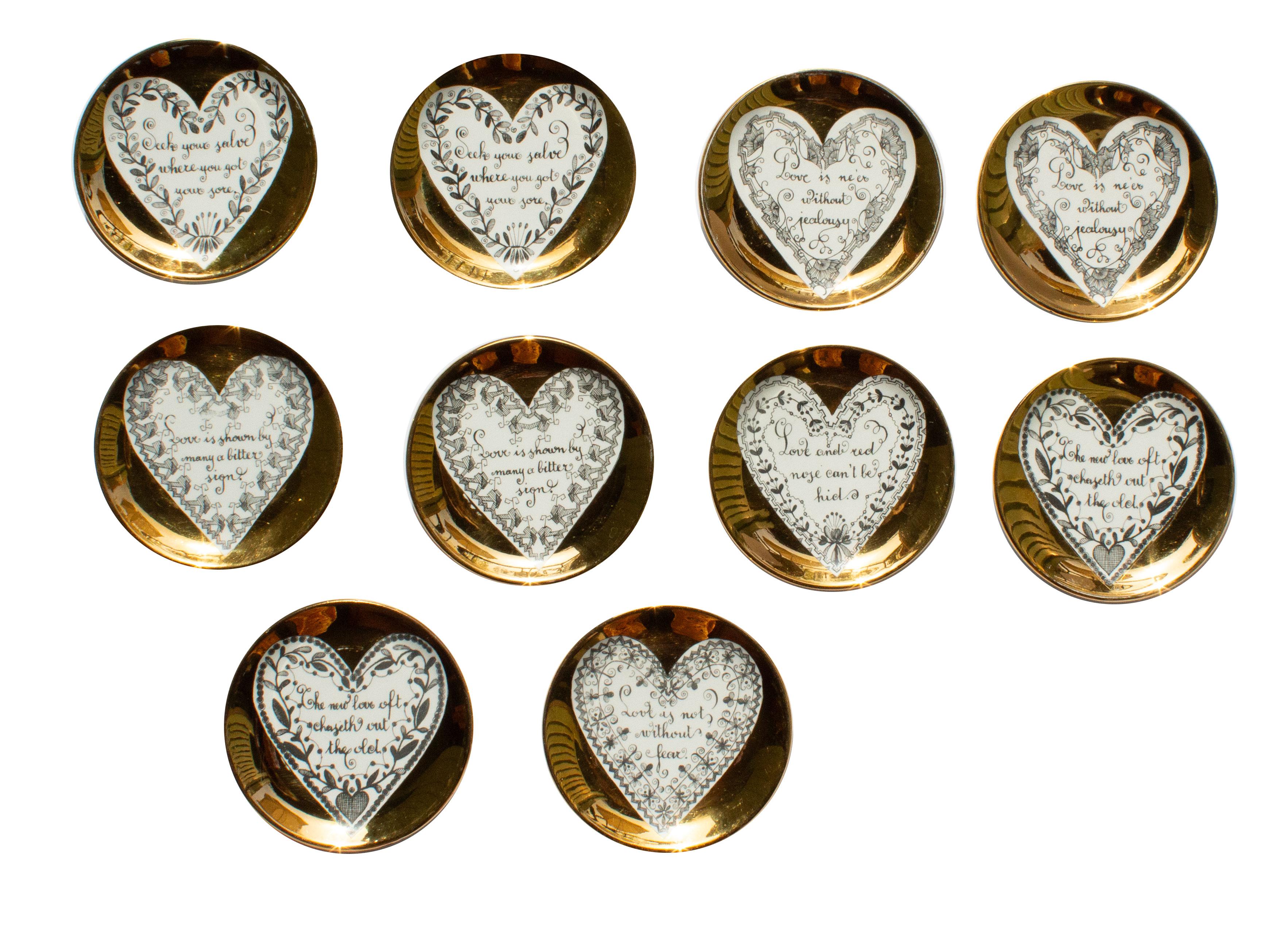 Mid-20th Century Set of 10 Gilt Piero Fornasetti 
