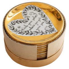 Set of 10 Gilt Piero Fornasetti "Love" Coasters with Original Box