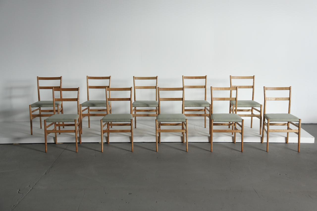 Set of 10 Gio Ponti Leggera Model 646 Dining Chairs for Cassina, Italy, 1950s In Good Condition For Sale In LEWES, GB