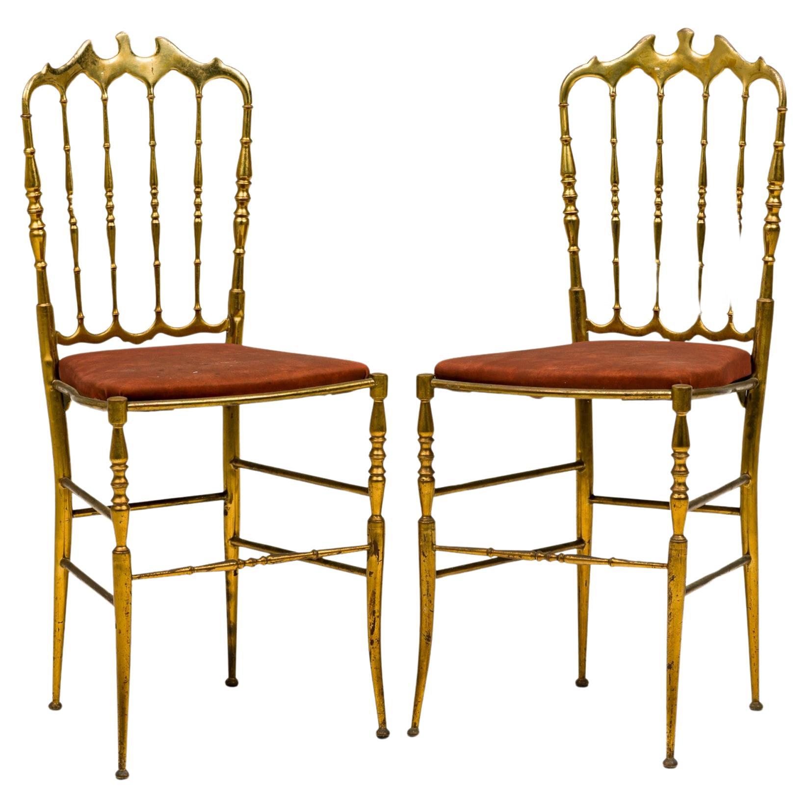 Ensemble de 10 chaises de salle à manger italiennes en laiton Giuseppe Gaetano Decalzi Chiavari