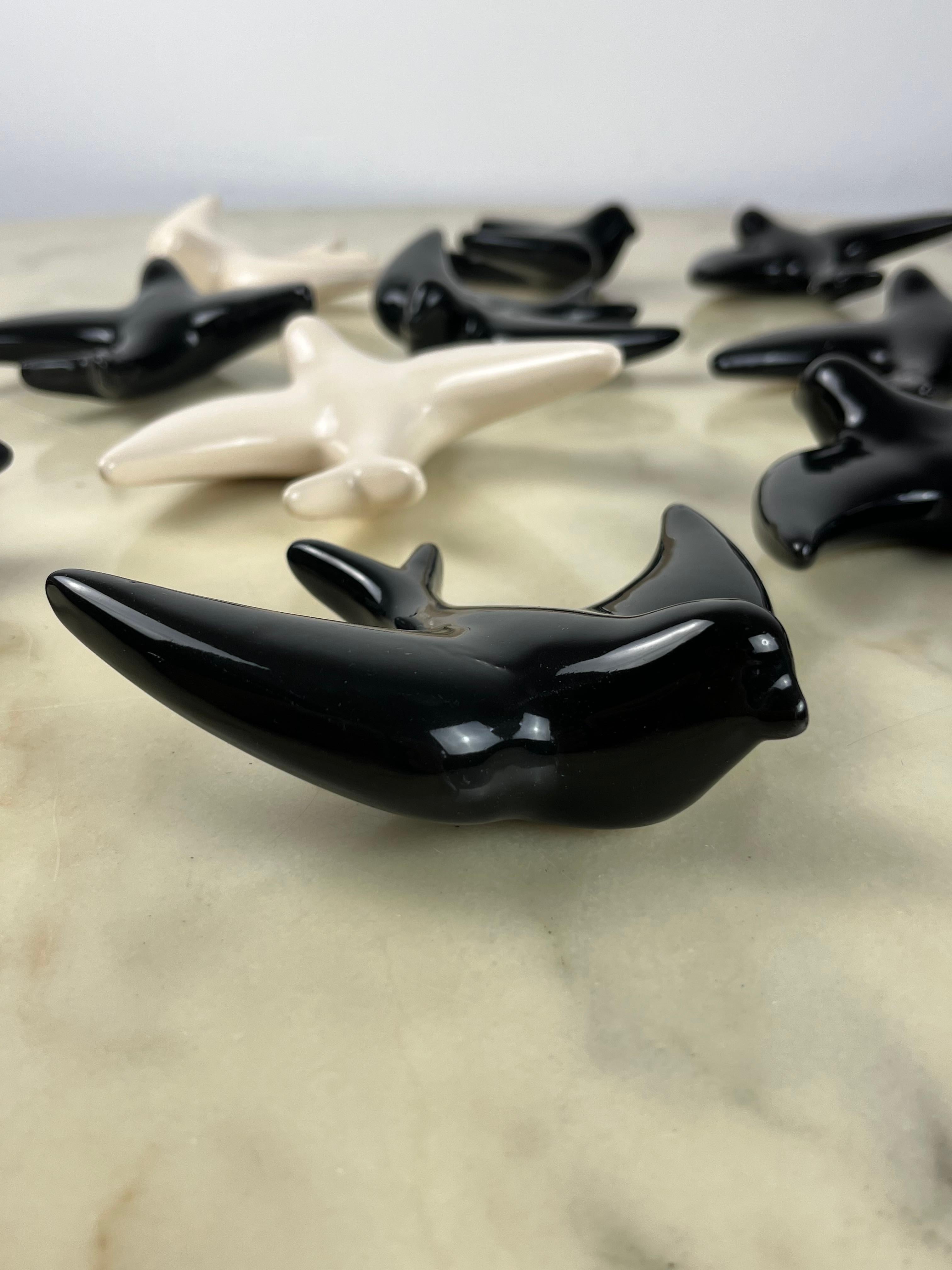 Set of 10 Glazed Ceramic Swallows, Italy, 1960s In Good Condition In Palermo, IT