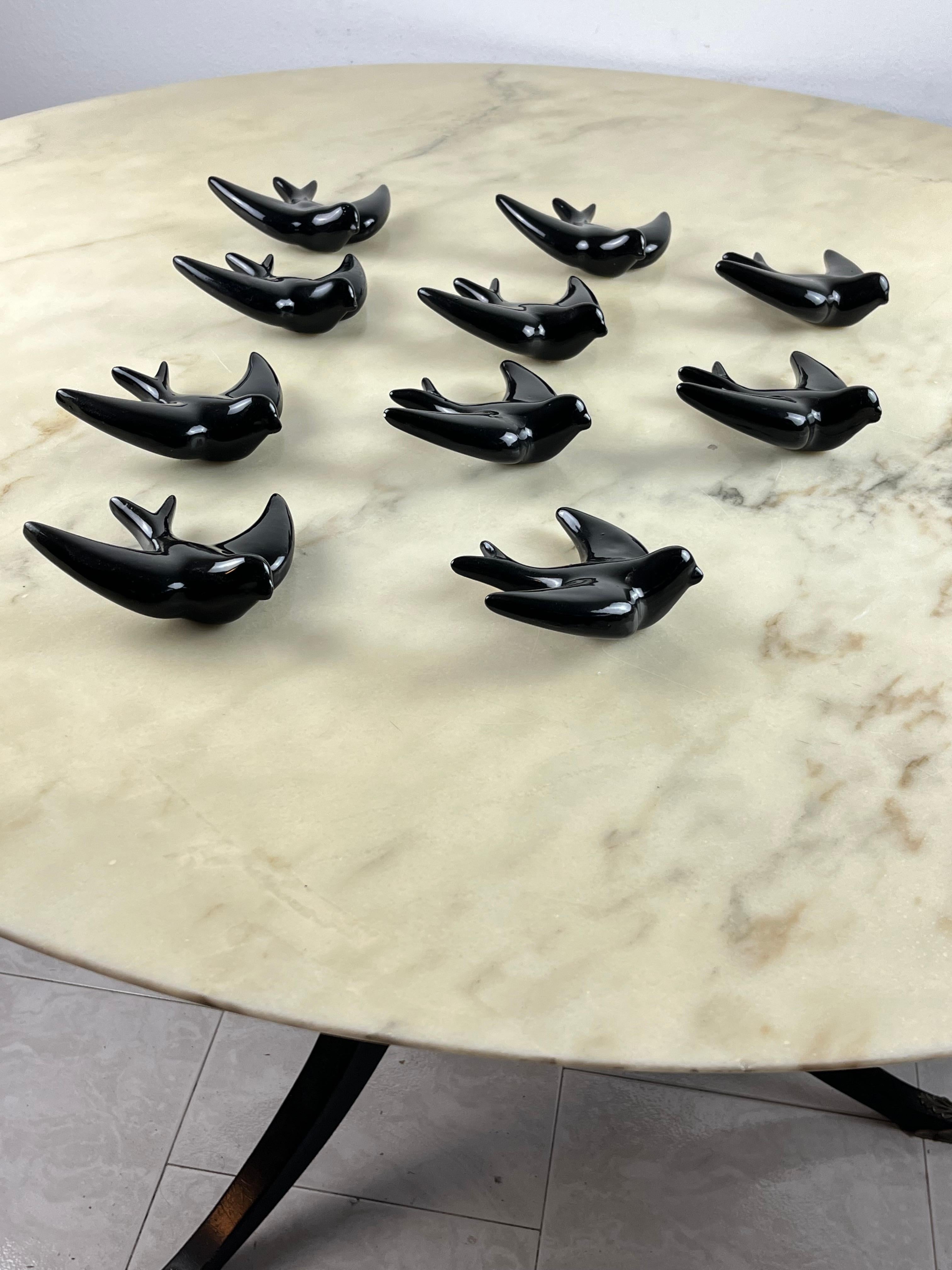 Set of 10 Glazed Ceramic Swallows, Italy, 1960s In Good Condition For Sale In Palermo, IT