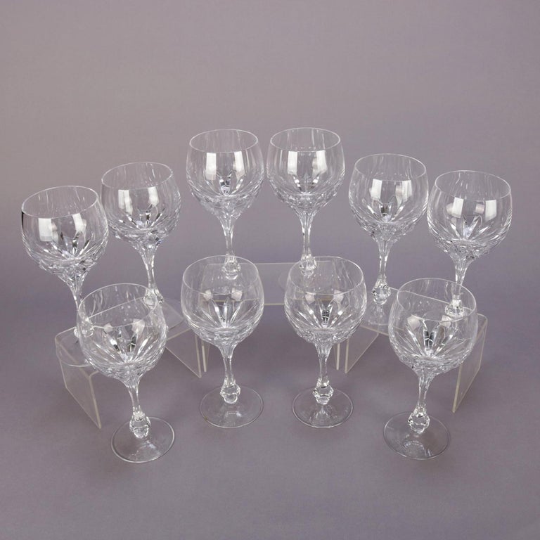 Set of 10 Gorham Isabella Cut Crystal Burgundy Wine Goblets, circa 1950 at 1stDibs