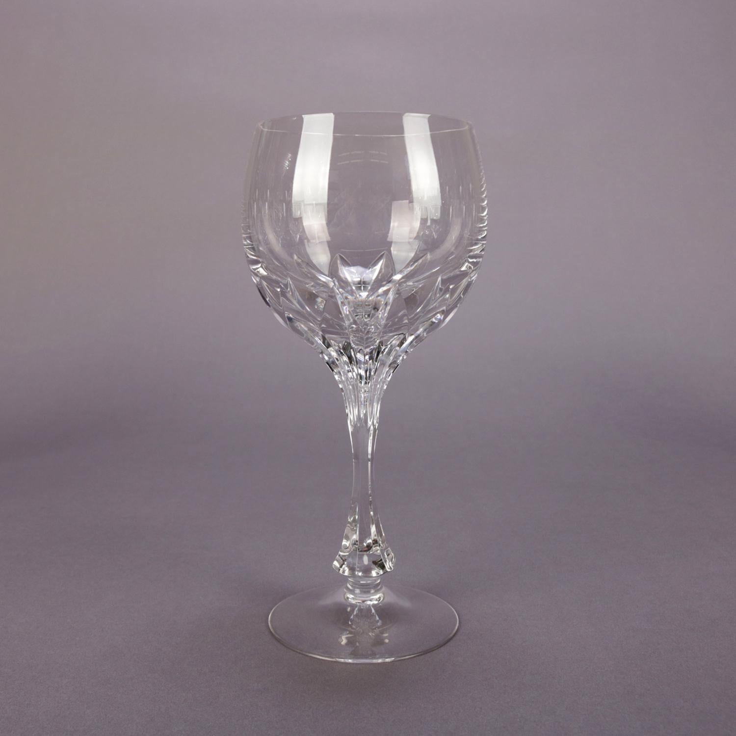 Set of 10 Gorham Isabella Cut Crystal Burgundy Wine Goblets, circa 1950 In Good Condition In Big Flats, NY