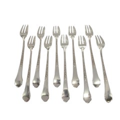 Set of 10 Gorham Medici Old Sterling Silver Oyster Forks 6"" #18822