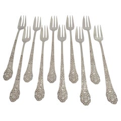Set of 10 Gorham Medici Old Sterling Silver Oyster Forks 6"" #18822