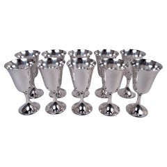 Set of 10 Gorham Sterling Silver Goblets in 272 Puritan Pattern