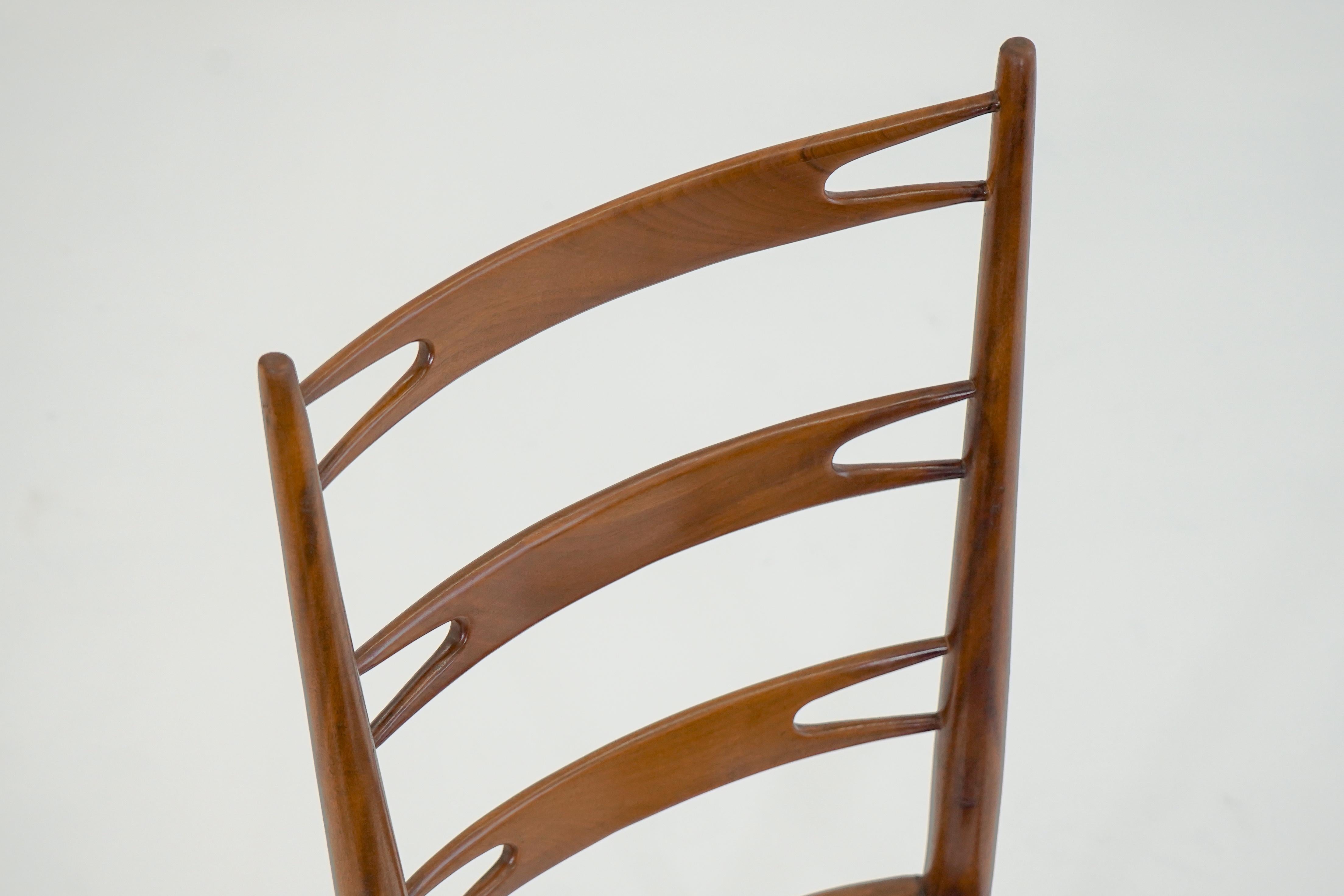 Mid-Century Modern Set of 10 “Gravata” Dining Chairs in Caviuna wood by Giuseppe Scapinelli Brazil For Sale