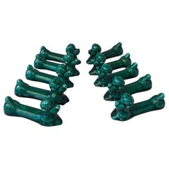 Set of 10 Green Majolica Poodle Knife Rests Vallauris, circa 1950